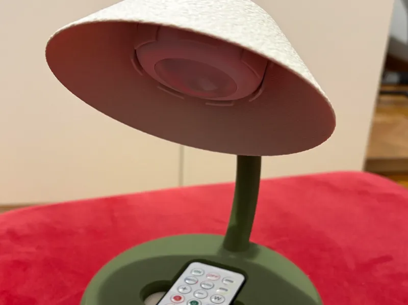 Small table lamp with lampshade and remote control