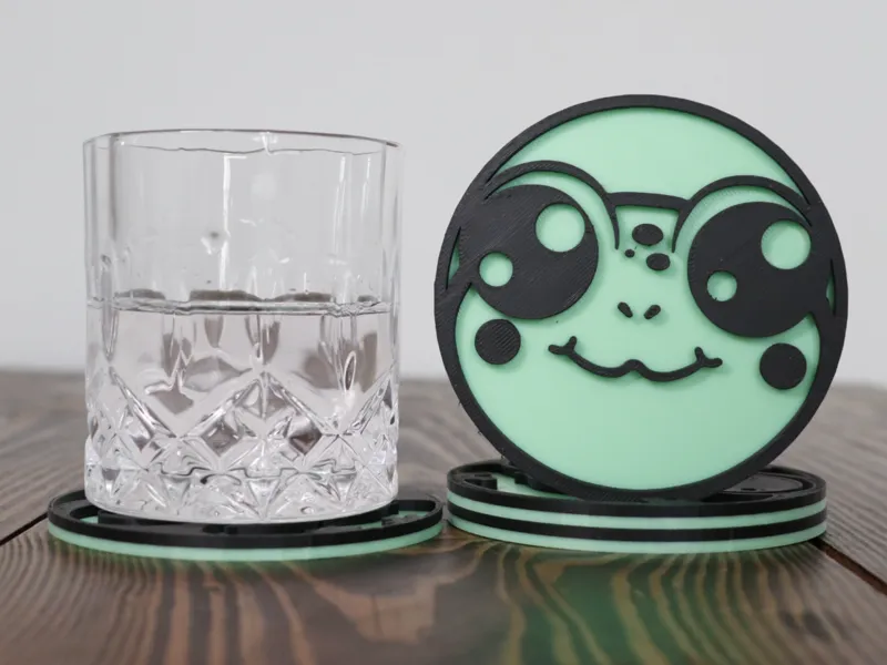 Cute Frogs Coaster Set