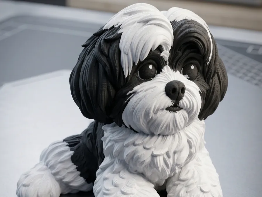Accesorio para impresora 3D: Luck Dog Shih Tzu Dog Figurine (Multi-Color / AMS). Referencia del modelo original.