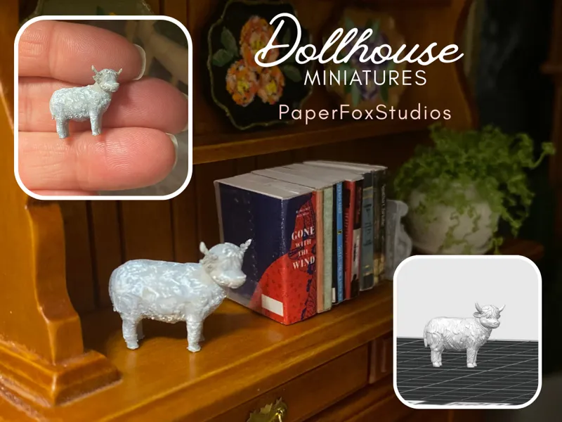 Dollhouse miniatures: Highland cow figurine