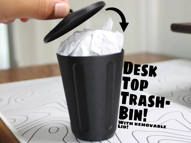 DeskTop Trash-Bin - Removable Lid!
