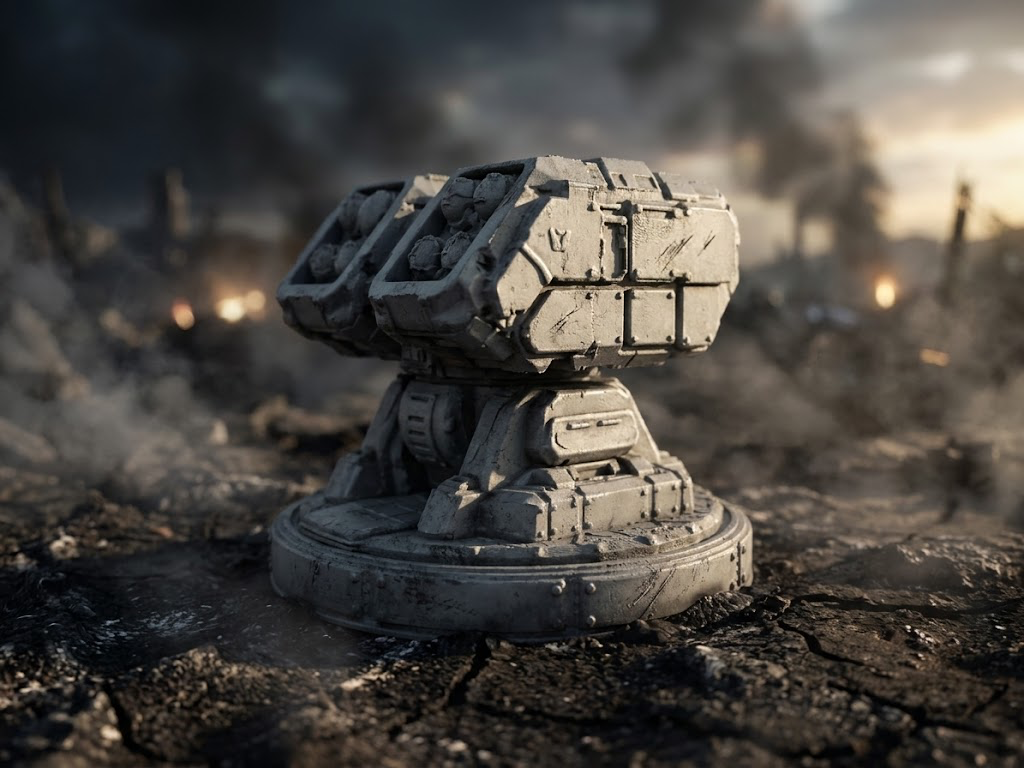 Grimdark Raketenwerfer Turm – Sci-Fi Gelände