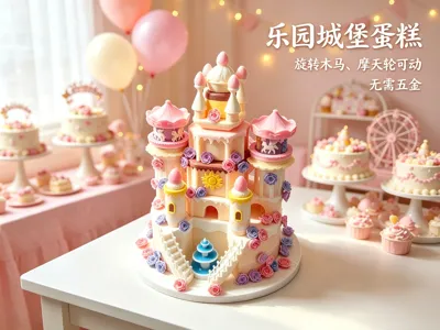 Amusement Park Castle Cake
