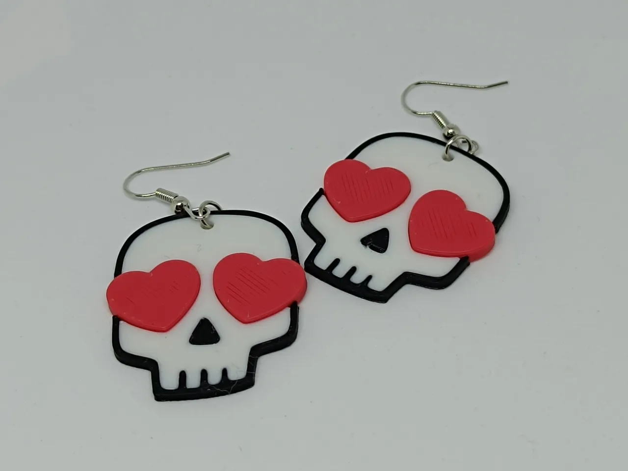 Skull with Heart Eyes Earrings view 3