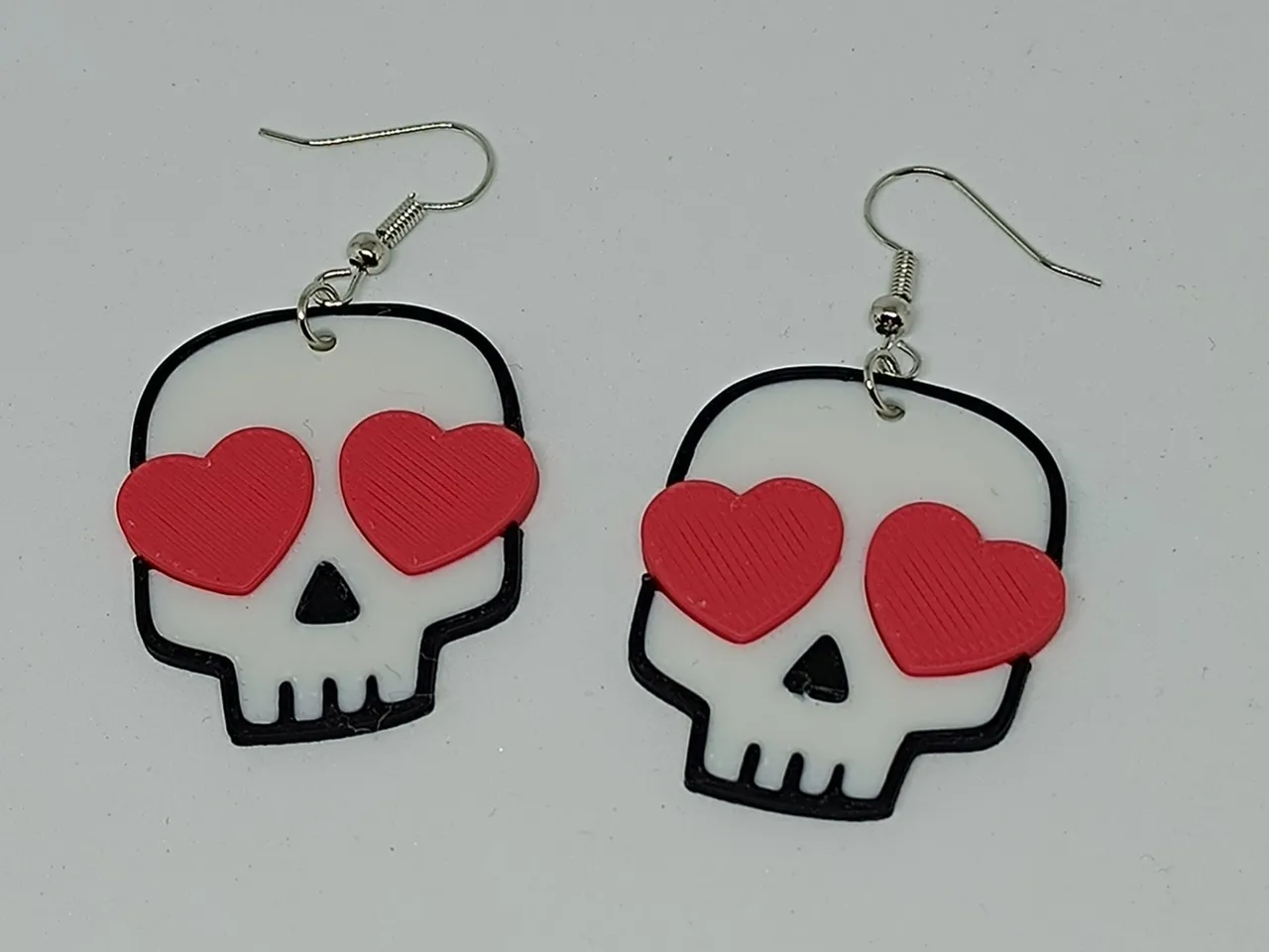 Skull with Heart Eyes Earrings view 2