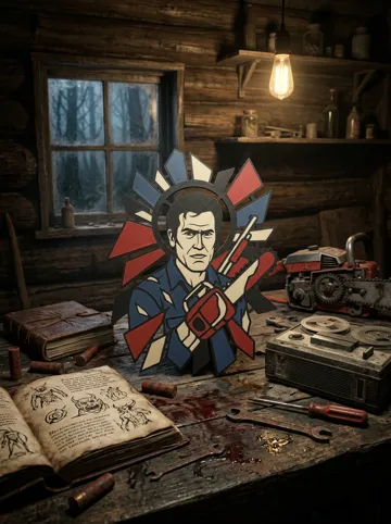 Cuadro decorativo en 3D: Ash Williams Stained Glass Wall Art — vista de referencia 3