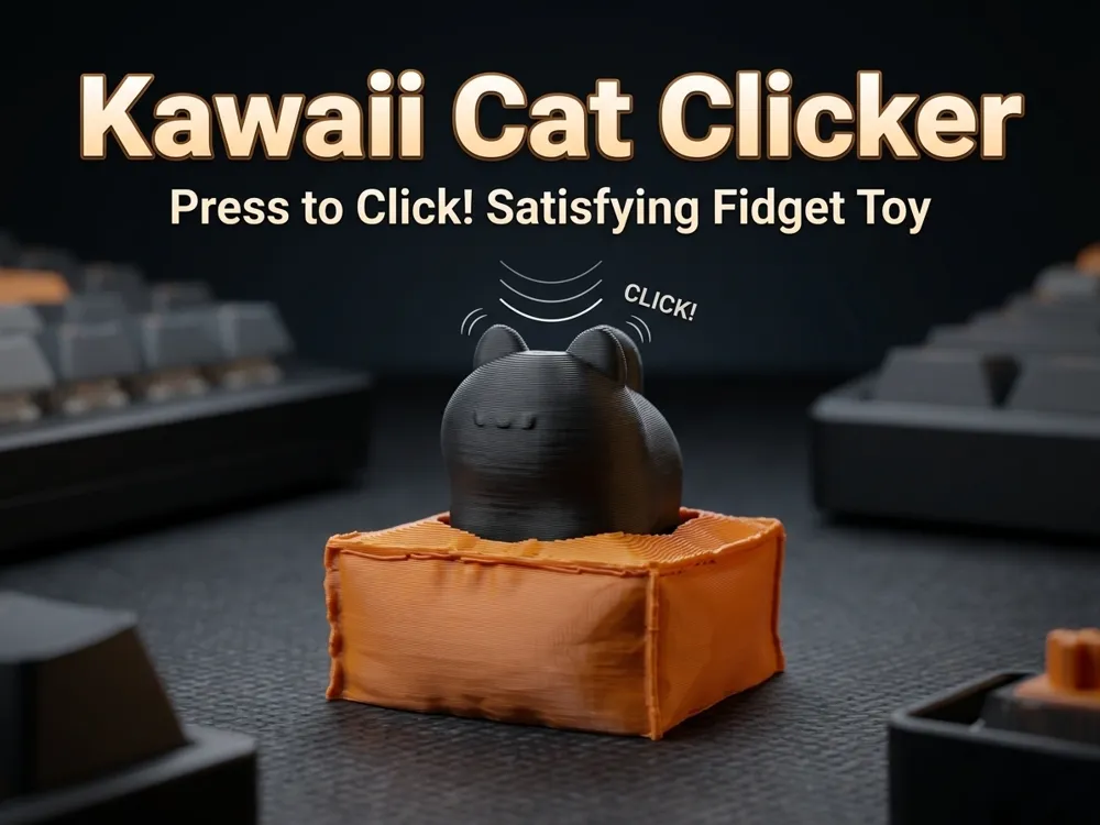 Click Fidget Cat Cute Cat Fidget Clicker - Free 3D Print Model - MakerWorld