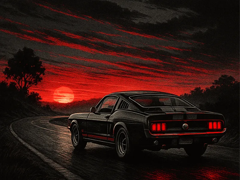 Mustang on sunset HueForge