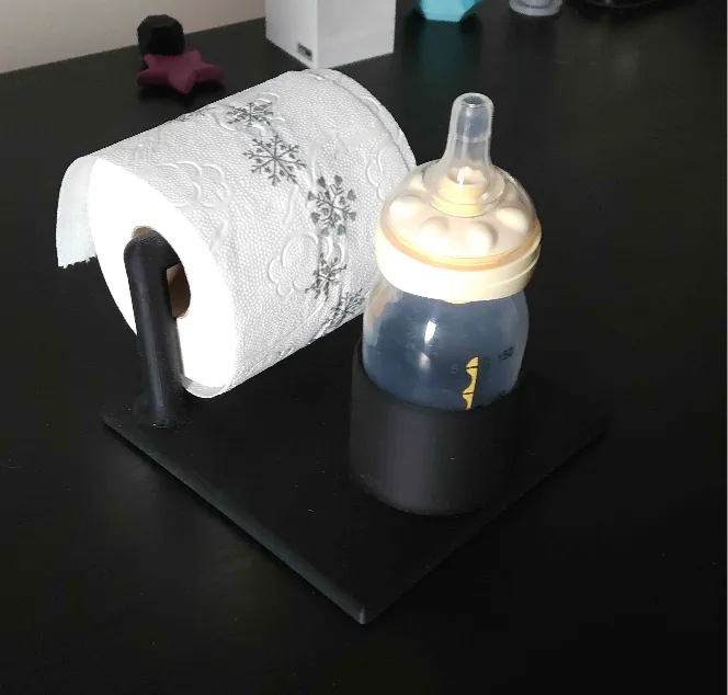 Baby bottle and toilet paper holder