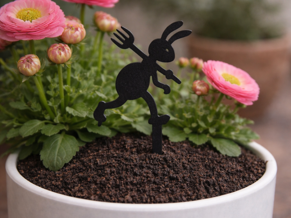 Blumen- Gartenstecker "Ameise mit Mistgabel"