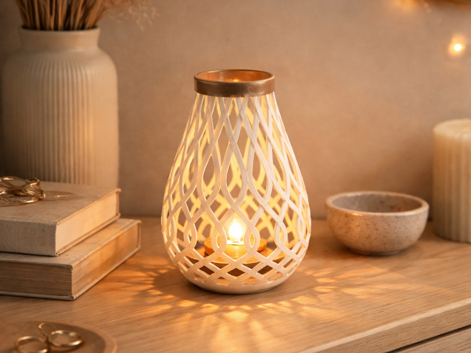 Teelicht-Vase mit Flechtmuster