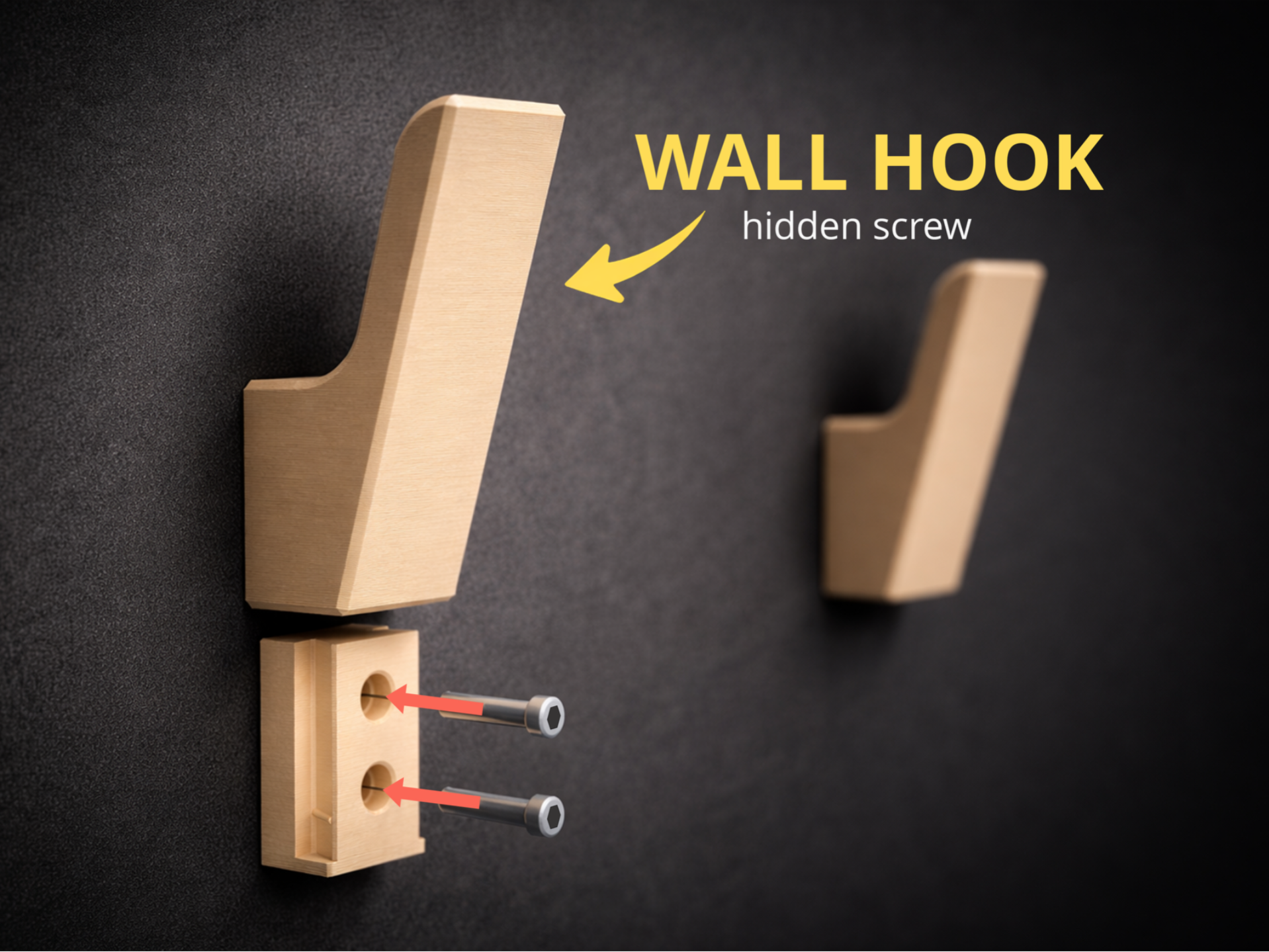 Wall hook invisible screws
