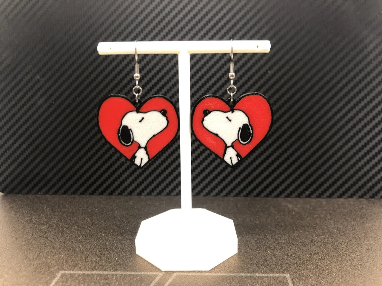 Snoopy Heart #5 Valentines earrings view 2