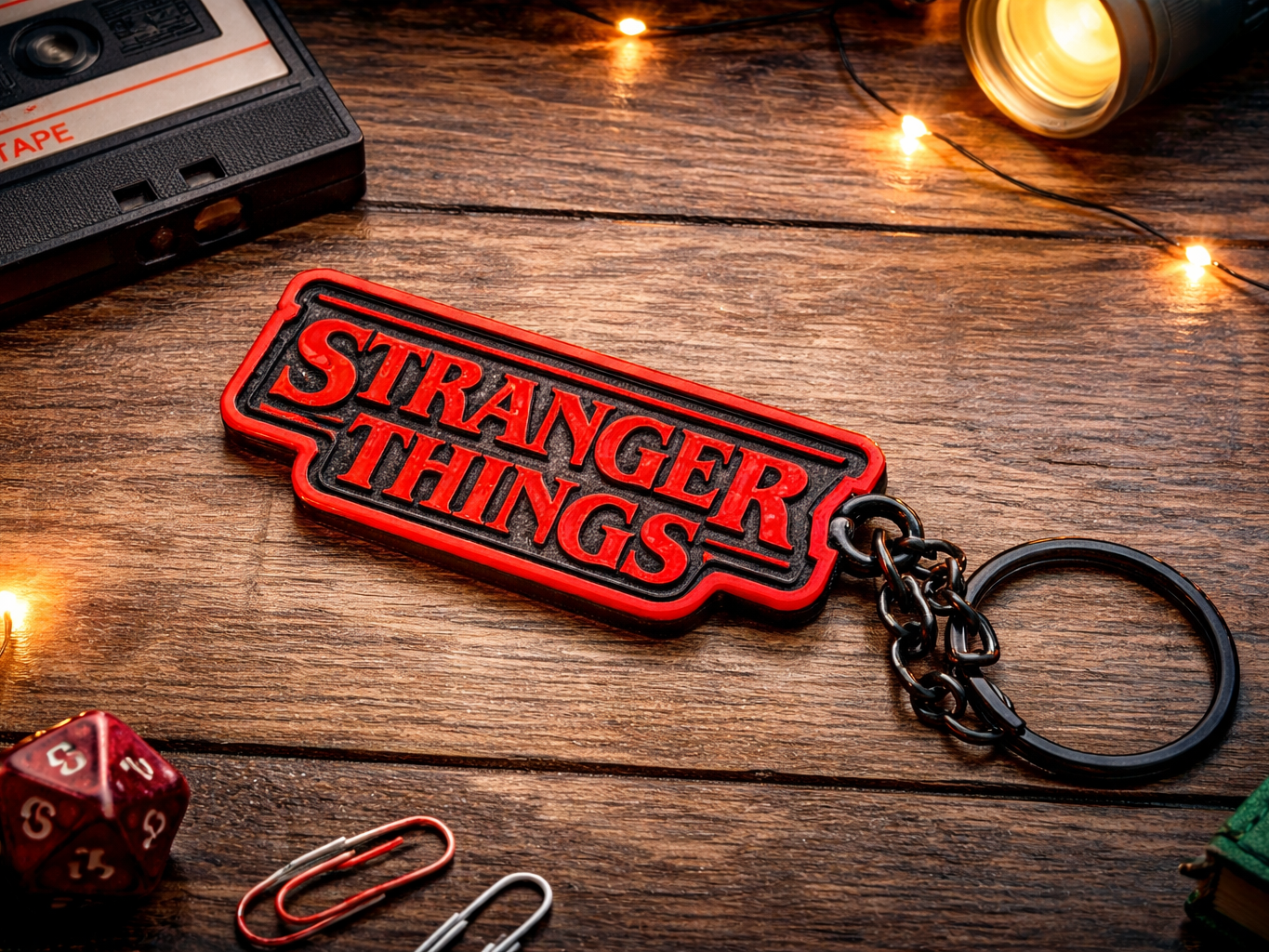 Stranger Things Keychain  Retro 80s Horror Fan Art