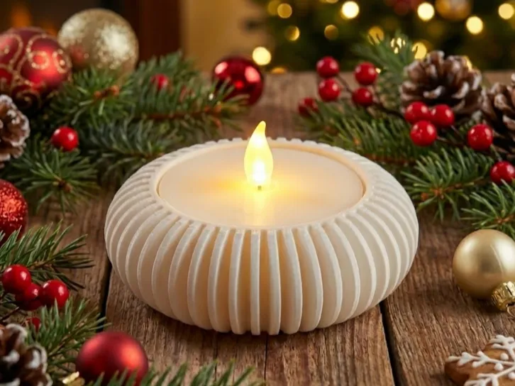 Ribbed Tealight Candle Holder – Cozy Holiday Decor