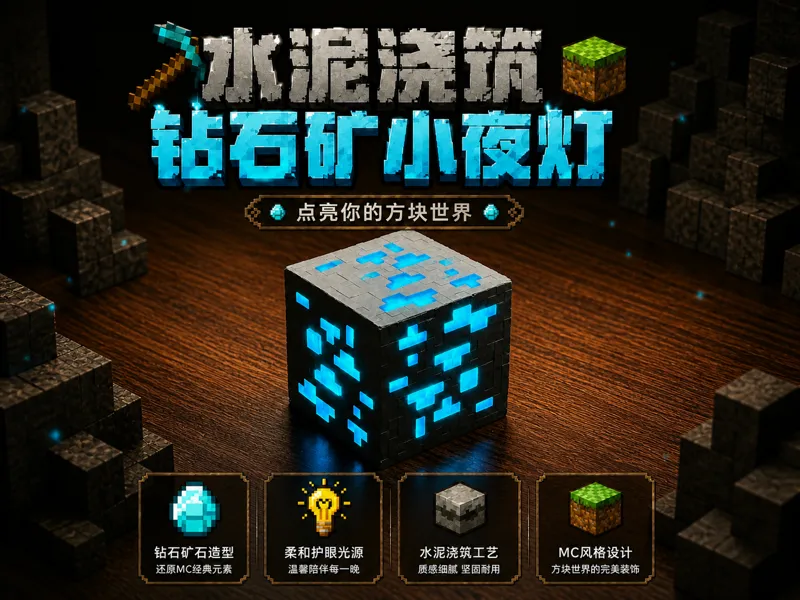 混凝土浇筑Minecraft钻石矿小夜灯