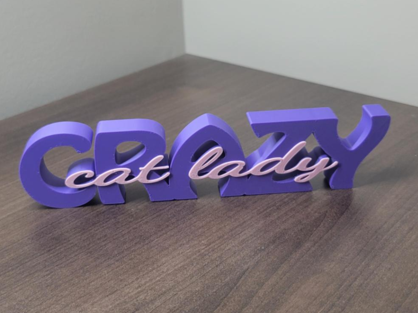 Dual-Color "Crazy Cat Lady" Text Standee