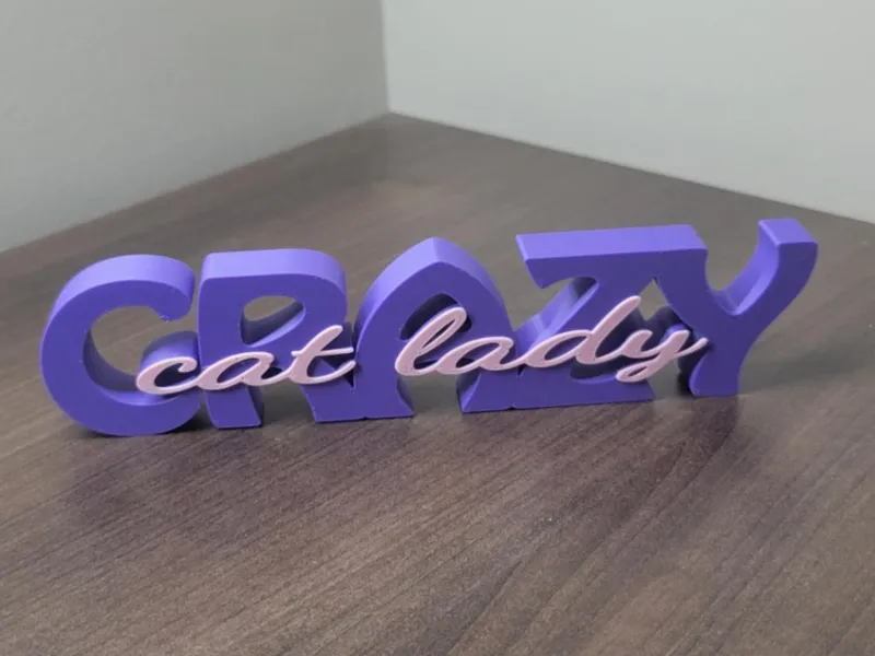 Dual-Color "Crazy Cat Lady" Text Standee