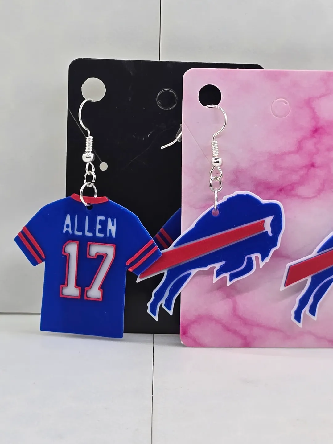 Buffalo Bills and Allen Jersey Earrings view 2