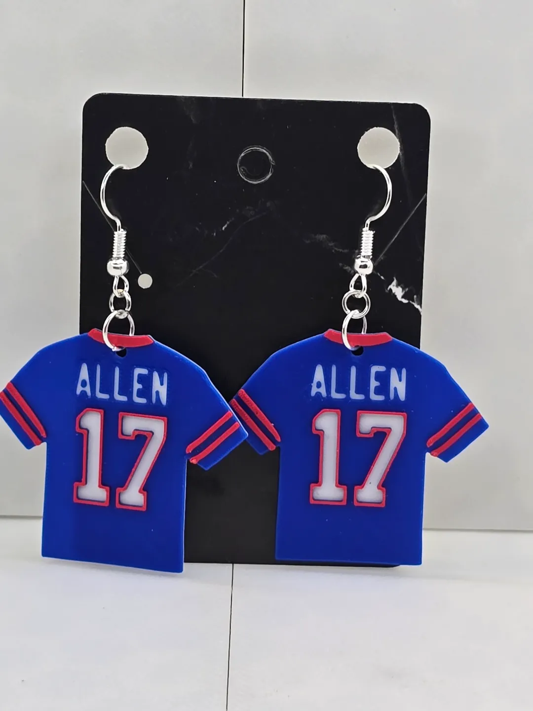 Buffalo Bills and Allen Jersey Earrings view 3
