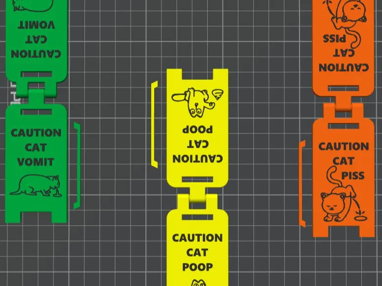 Caution Cat Sign Trio