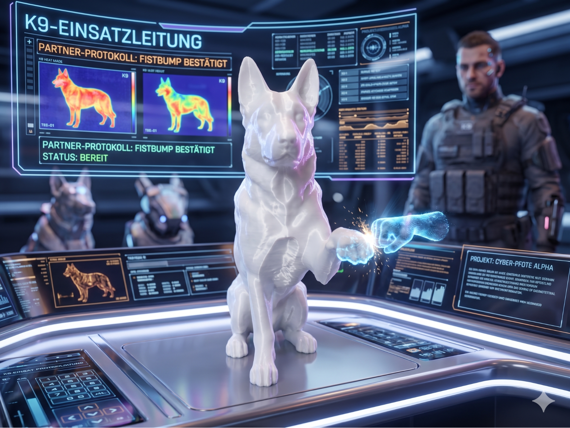 Commander K9 "Bro-Pfote" , Schäferhund, Fistbump