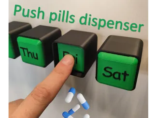 Pills push dispenser, week organiser box case