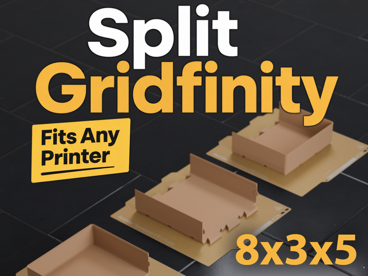 Gridfinity 8x3 Bin (5U) A1 Mini Dovetail Split Fit