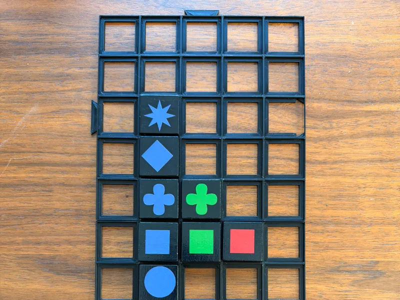 Qwirkle tile grid - Full size game tiles - a1 mini