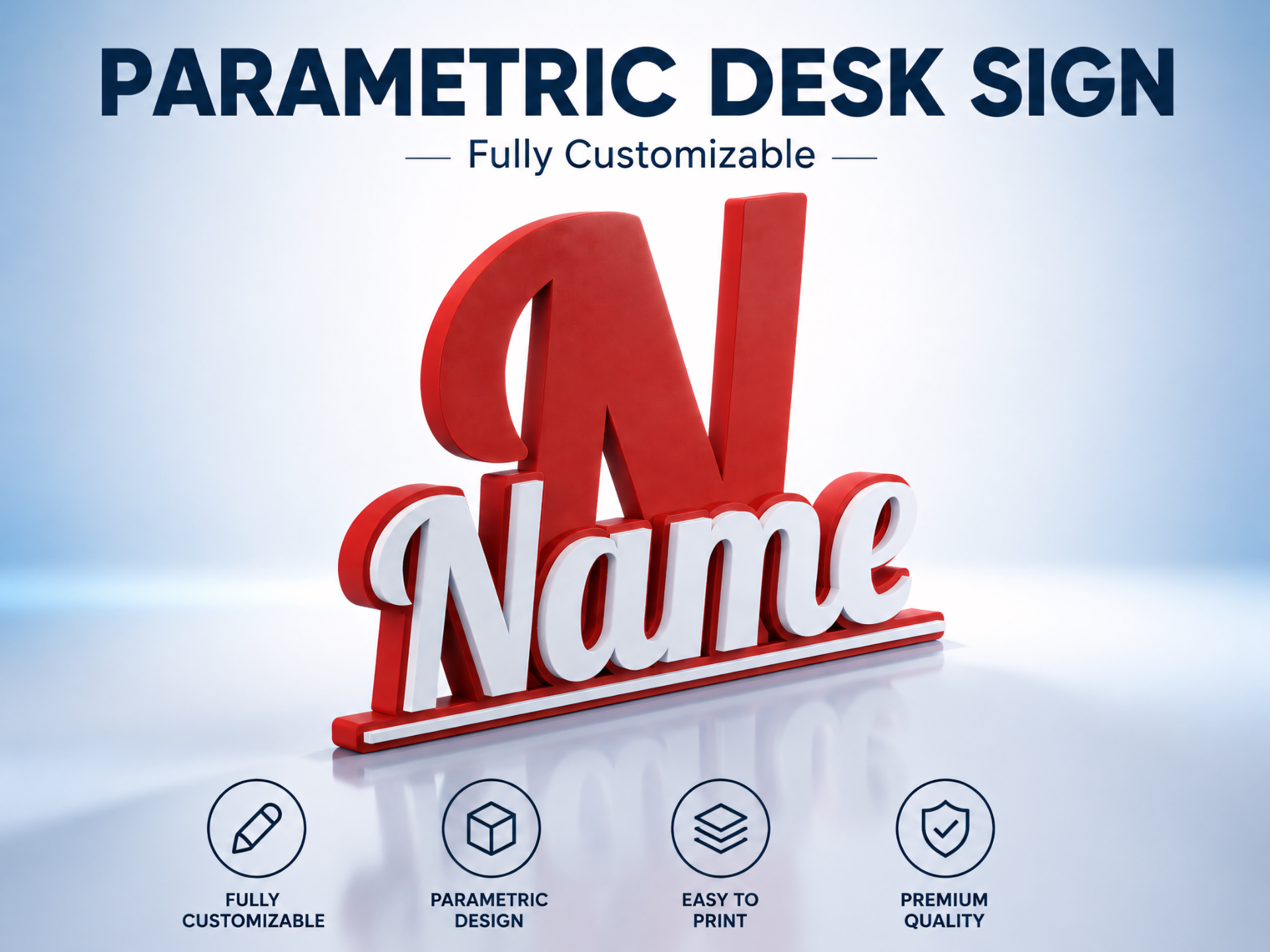 Parametric Desk Sign – Customizable Name Display