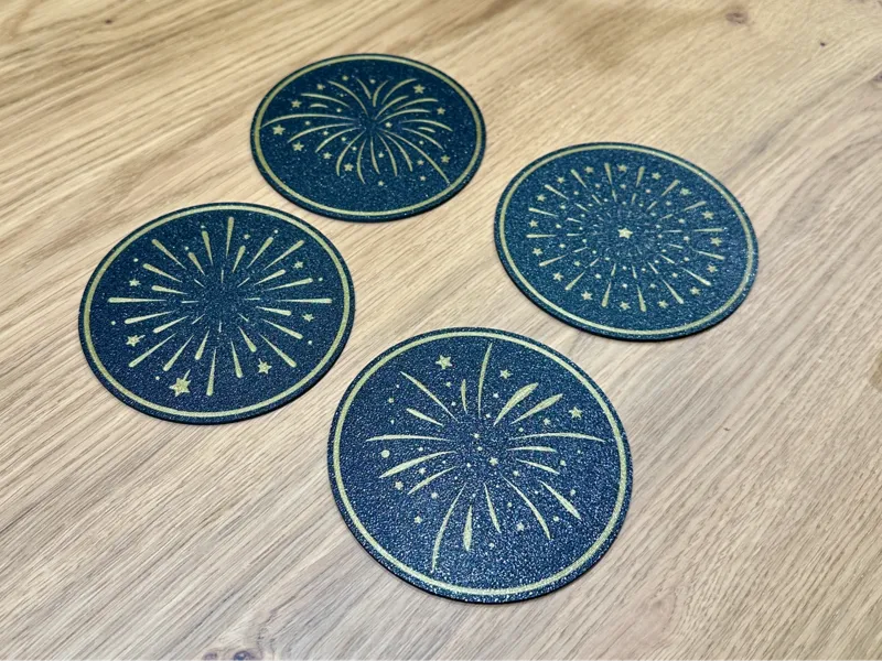 New Year's Eve fireworks coasters