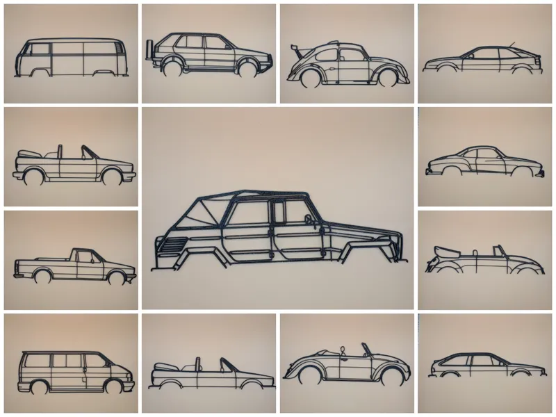 Classic VW wall art silhouette pack