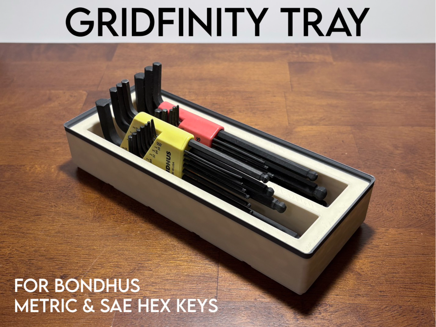 Gridfinity Tray for Bondhus Metric & SAE Hex Keys 3D model