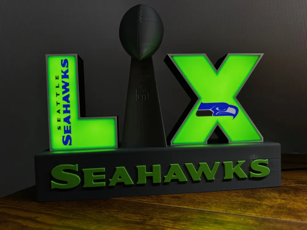 Seahawk Photo Prop Seattle Seahawks LED Lightbox – With Trophy spot - Free 3D Print Model ...