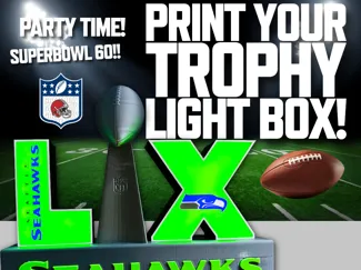 Seattle Seahawks LED Lightbox – With Trophy spot