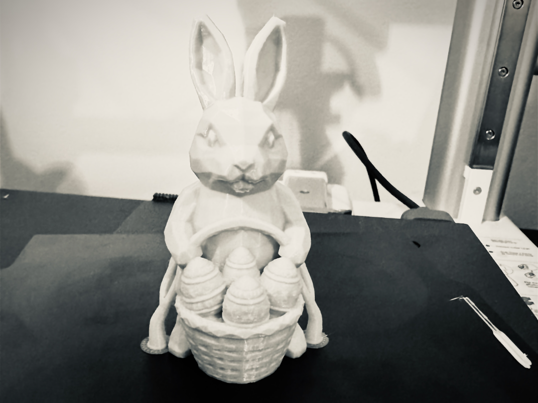 Cute Easter Bunny with Egg Basket Figurine