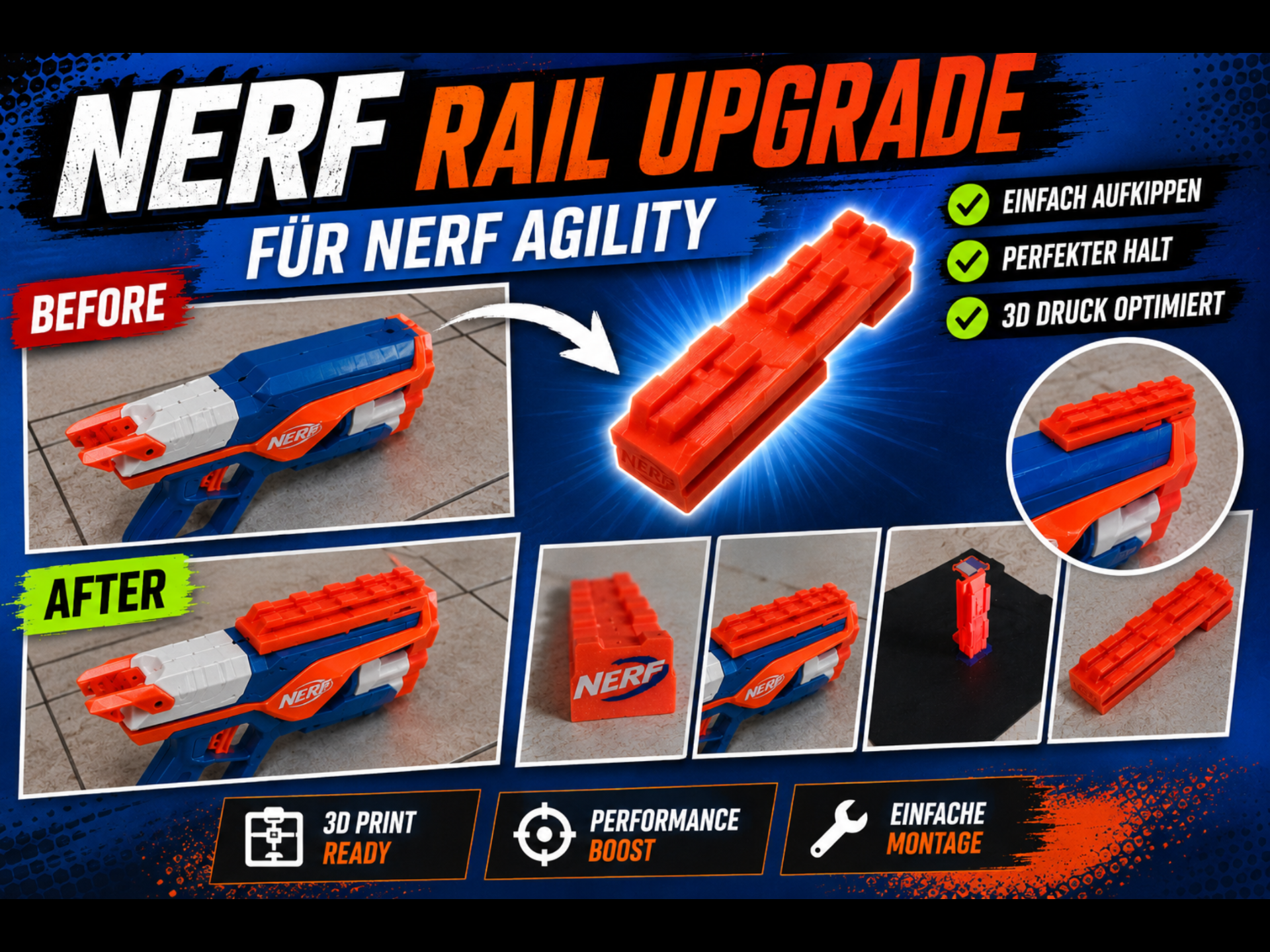 Nerf Agility extra Tactical rail oben