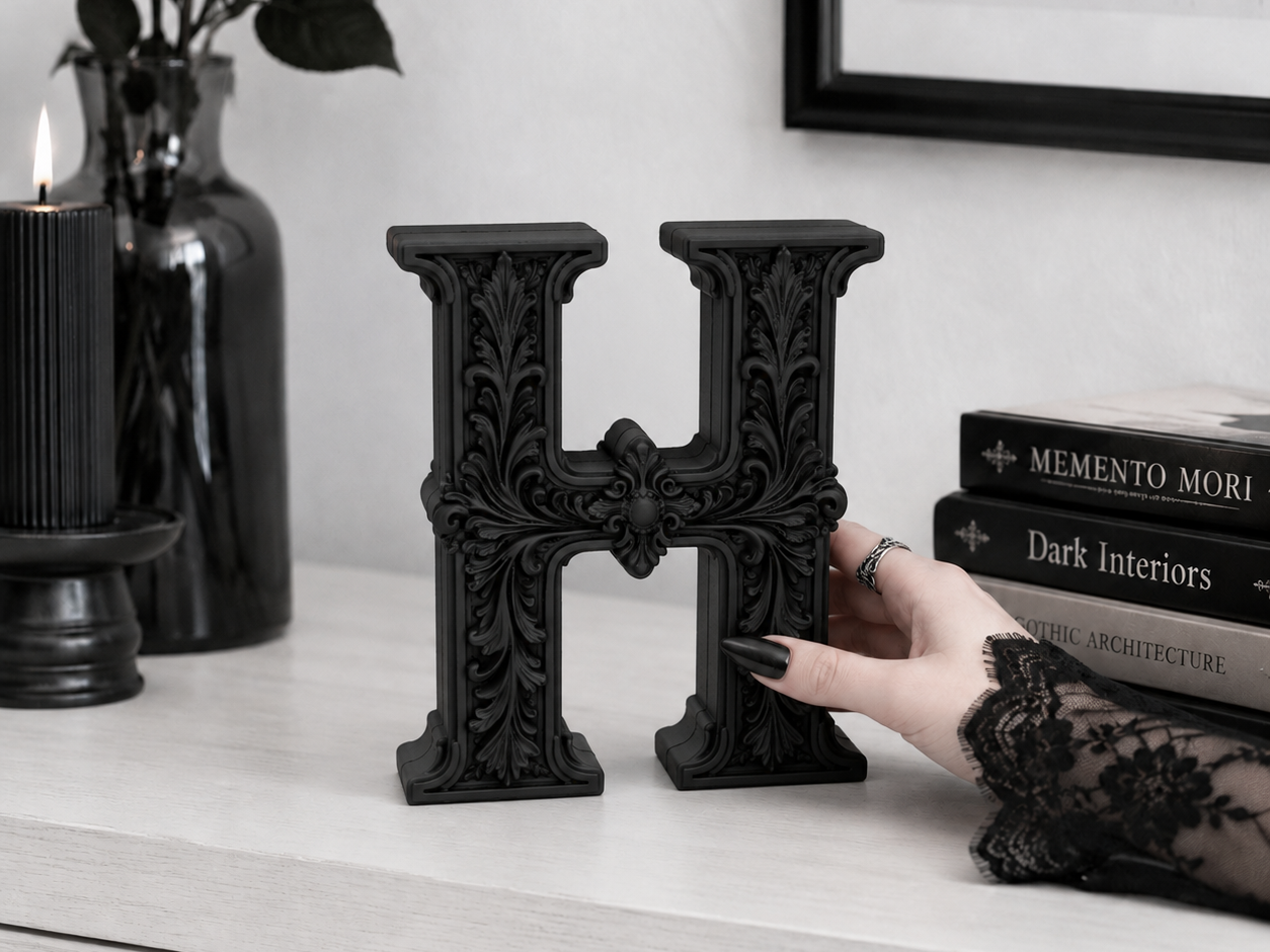 Goth Baroque Letter H gothic Decor - 1