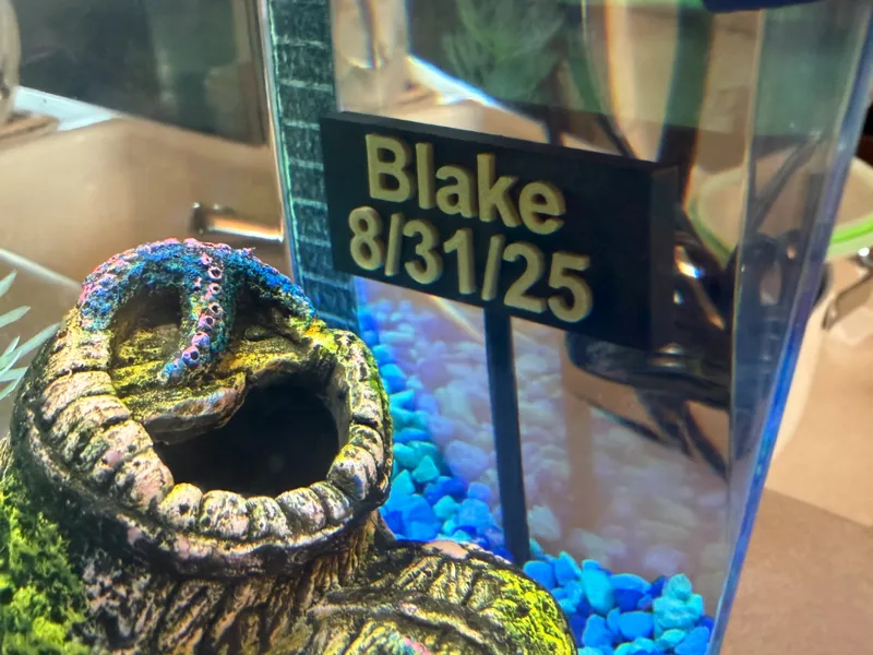 A Sign for a fish tank