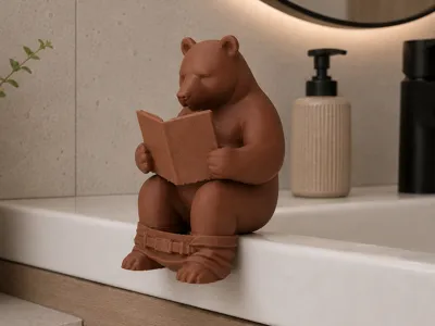 Pooping Bear Shelf Sitter – Bathroom Decor