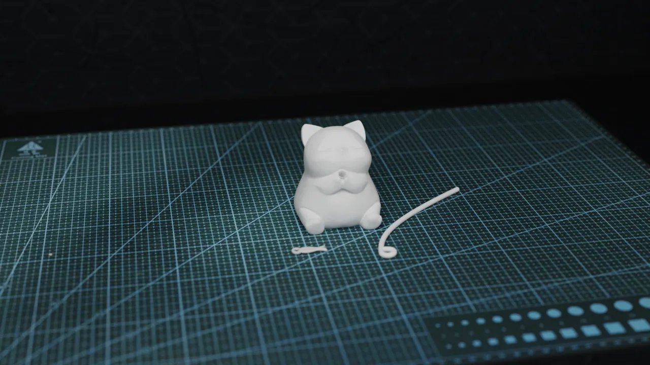 Fishing kitten, Cat, Desktop ornament sculpture view 2