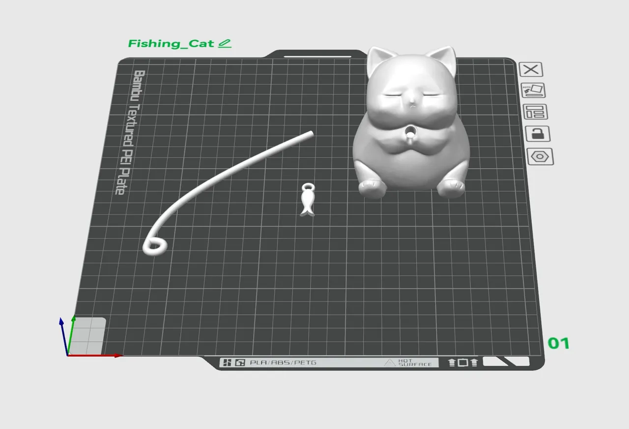 Fishing kitten, Cat, Desktop ornament sculpture view 3