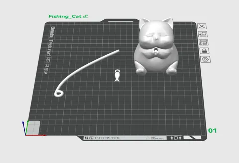 Fishing kitten, Cat, Desktop ornament sculpture view 3