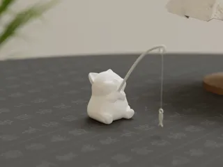 Fishing kitten, Cat, Desktop ornament sculpture