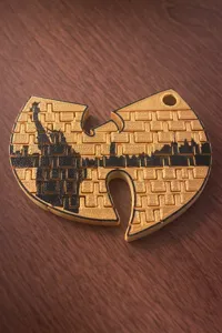 Thinner print with a hole to accommodate a keychain ring.