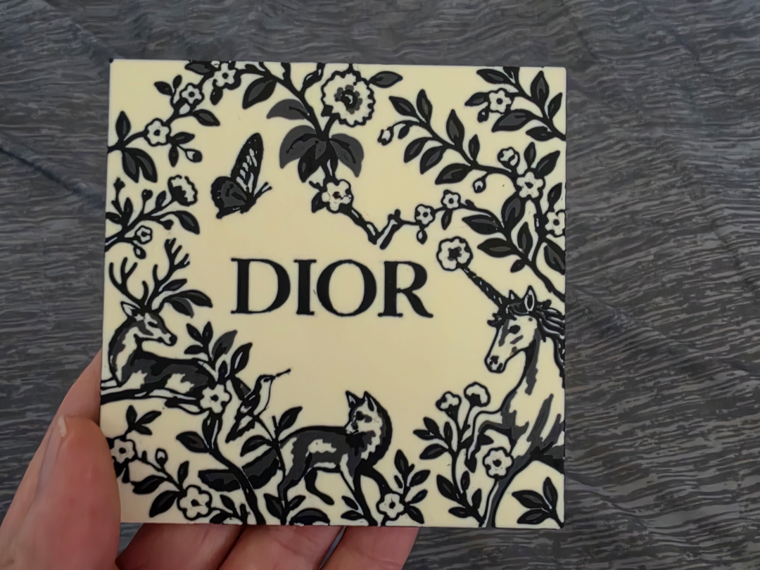 100mm x 100mm square DIOR inspired coaster 3D model