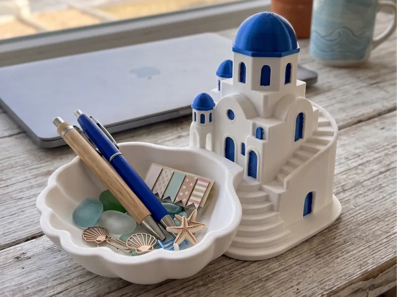 Santorini Greek Church Desk Organizer & Tray