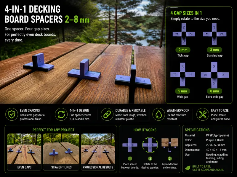 4-in-1 Decking Board Spacers 2–8 mm