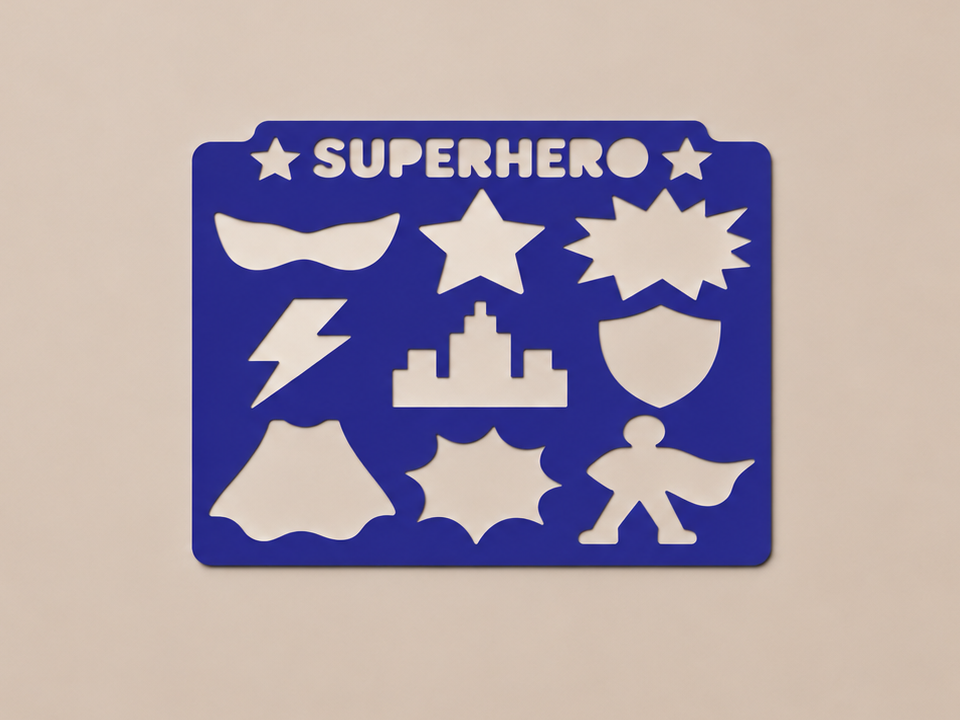Superhero Tracing Stencil | Kids Drawing Template 3D model