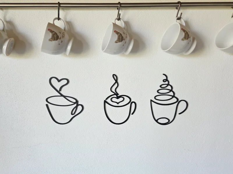 Coffee Cup Wall Art & Hanging Decor – Set of 3